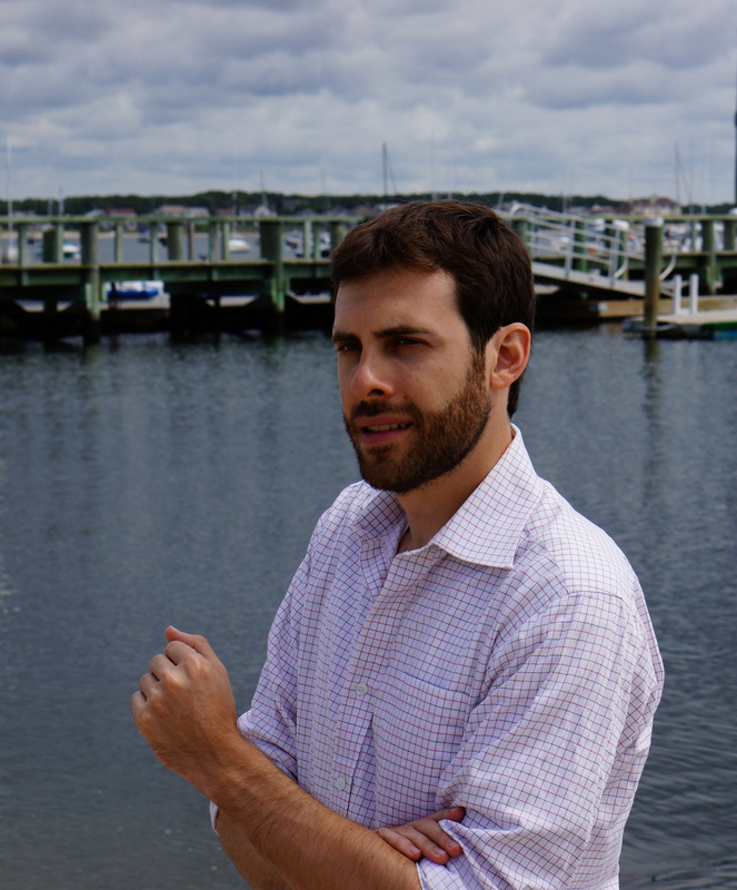 Author J.R. Walcutt at a Massachusetts marina